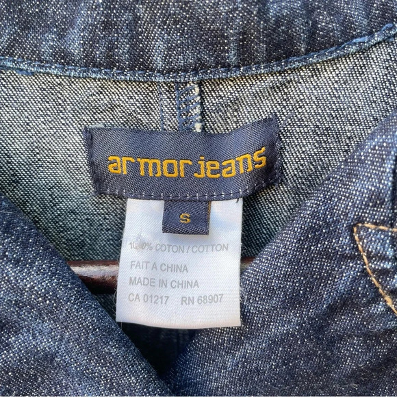 Vintage Y2K Denim Blazer Jacket Size Small Dark Wash Blue Jean Cotton - Picture 5 of 7